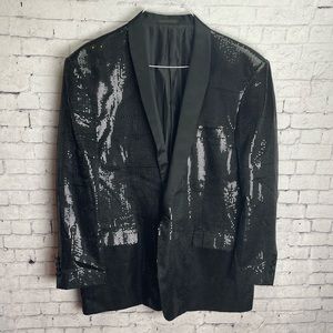 Pallini Mens black sequin suit jacket size XL